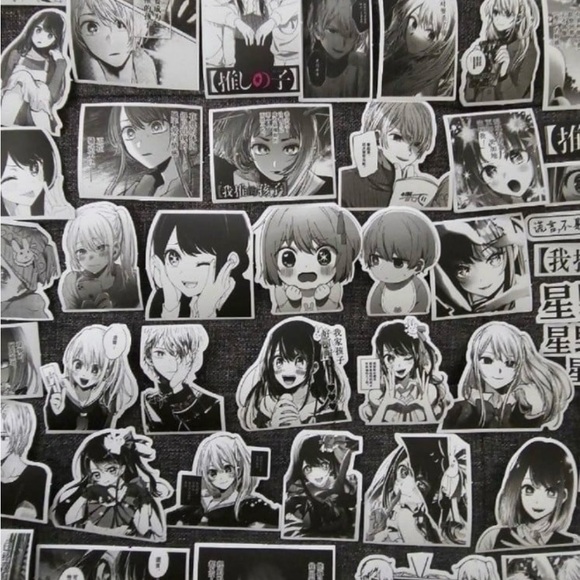 Oshi No Ko Sticker Set 70 pcs Black and White - Picture 5 of 6